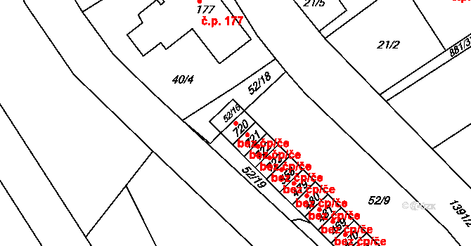 Stará Paka 45978611 na parcele st. 720 v KÚ Stará Paka, Katastrální mapa