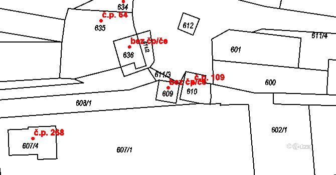 Silůvky 50071611 na parcele st. 609 v KÚ Silůvky, Katastrální mapa