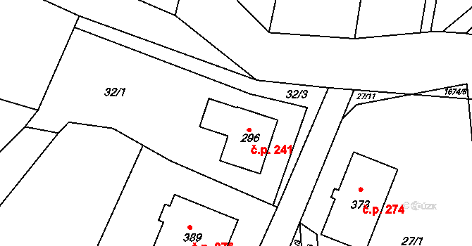 Čejov 241 na parcele st. 296 v KÚ Čejov, Katastrální mapa