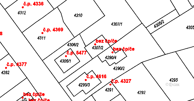 Chomutov 54214611 na parcele st. 4307/2 v KÚ Chomutov II, Katastrální mapa