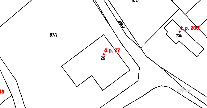 Rudoltice 77 na parcele st. 26 v KÚ Rudoltice u Lanškrouna, Katastrální mapa