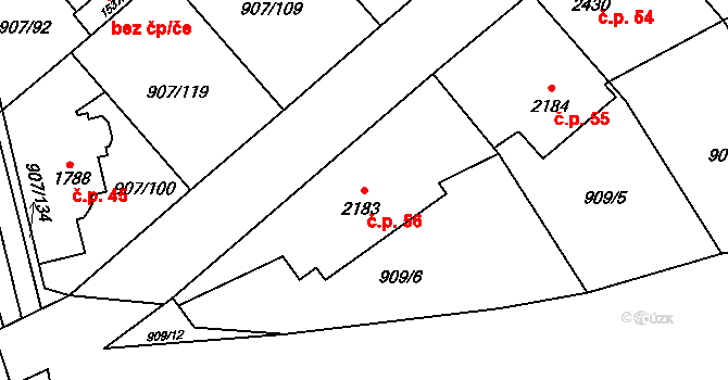 Beroun-Zavadilka 56, Beroun na parcele st. 2183 v KÚ Beroun, Katastrální mapa