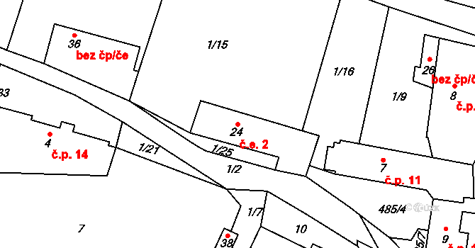 Černice 2, Chanovice na parcele st. 24 v KÚ Černice u Defurových Lažan, Katastrální mapa