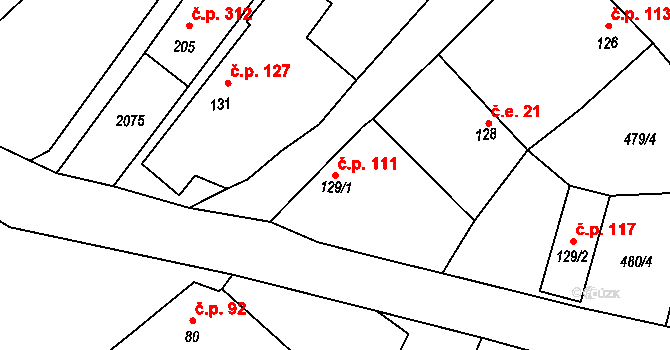 Chudenice 111 na parcele st. 129/1 v KÚ Chudenice, Katastrální mapa