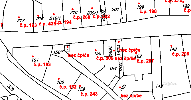 Česká Skalice 209 na parcele st. 155 v KÚ Česká Skalice, Katastrální mapa