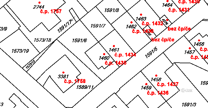 Náchod 1435 na parcele st. 1460 v KÚ Náchod, Katastrální mapa
