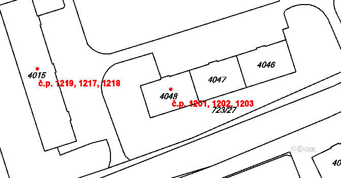 Bílé Předměstí 1201,1202,1203, Pardubice na parcele st. 4046 v KÚ Pardubice, Katastrální mapa