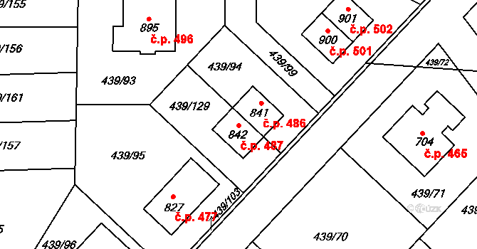 Opatovice nad Labem 487 na parcele st. 842 v KÚ Opatovice nad Labem, Katastrální mapa
