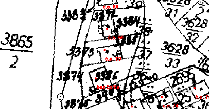 Byšičky 70, Lysá nad Labem na parcele st. 3385 v KÚ Lysá nad Labem, Katastrální mapa