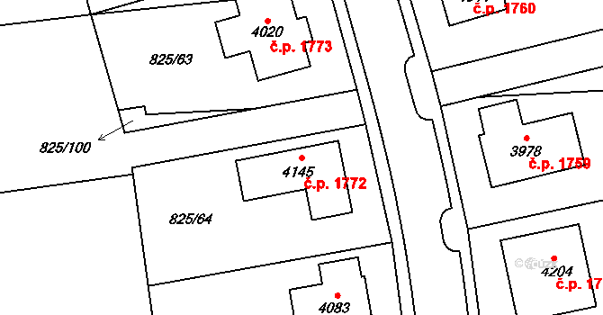 Humpolec 1772 na parcele st. 4145 v KÚ Humpolec, Katastrální mapa