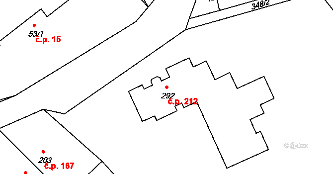 Šanov 212 na parcele st. 292 v KÚ Šanov u Rakovníka, Katastrální mapa