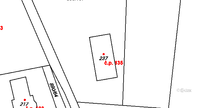 Vimperk III 135, Vimperk na parcele st. 237 v KÚ Boubská, Katastrální mapa