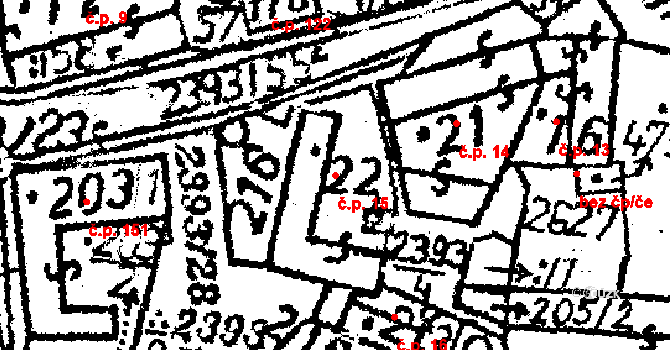 Senožaty 15 na parcele st. 22 v KÚ Senožaty, Katastrální mapa