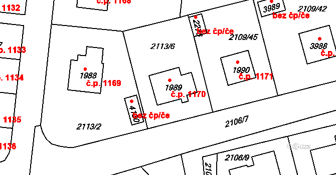 Humpolec 1170 na parcele st. 1989 v KÚ Humpolec, Katastrální mapa