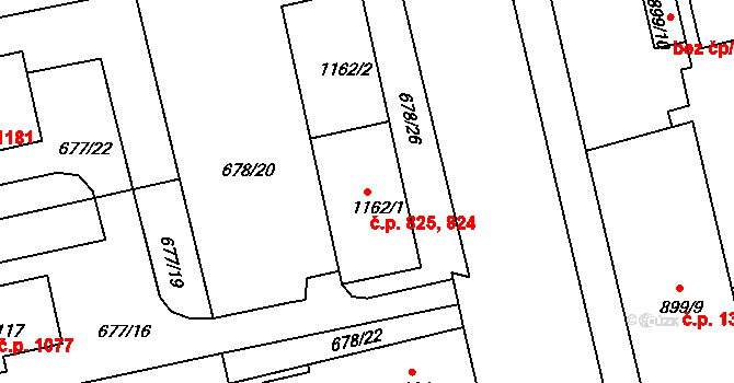 Vodňany II 824,825, Vodňany na parcele st. 1162/1 v KÚ Vodňany, Katastrální mapa
