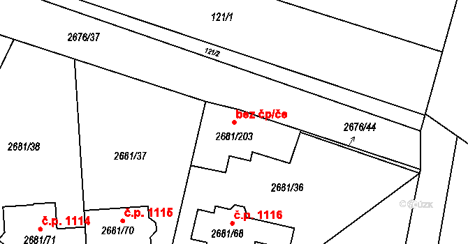 Bučovice 89647611 na parcele st. 2681/203 v KÚ Bučovice, Katastrální mapa