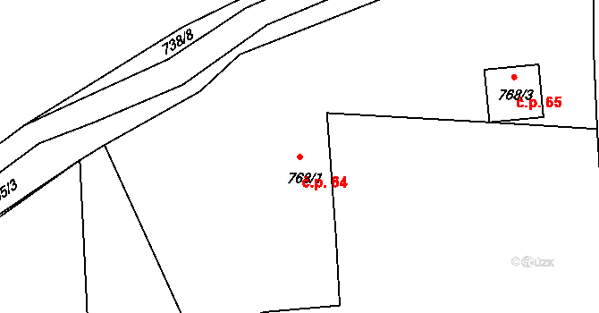 Podlesice 64, Veliká Ves na parcele st. 768/1 v KÚ Veliká Ves, Katastrální mapa