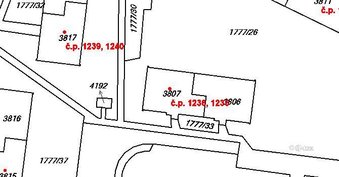 Havlíčkův Brod 1235,1236 na parcele st. 3807 v KÚ Havlíčkův Brod, Katastrální mapa