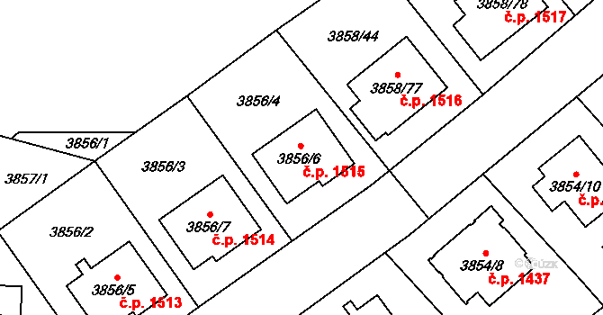 Chotěboř 1515 na parcele st. 3856/6 v KÚ Chotěboř, Katastrální mapa