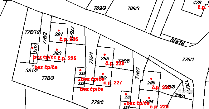 Rokytnice v Orlických horách 228 na parcele st. 293 v KÚ Rokytnice v Orlických horách, Katastrální mapa