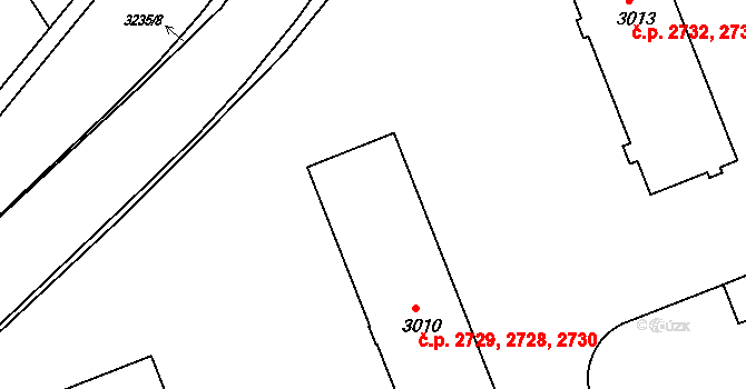 Kroměříž 2728,2729,2730 na parcele st. 3010 v KÚ Kroměříž, Katastrální mapa