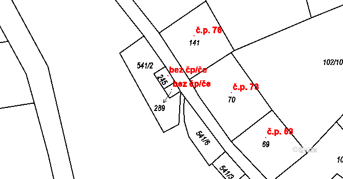 Čestín 105295612 na parcele st. 289 v KÚ Čestín, Katastrální mapa