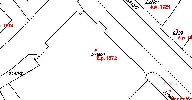 Znojmo 1272 na parcele st. 2159/1 v KÚ Znojmo-město, Katastrální mapa