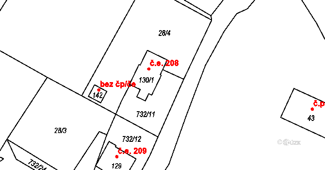Pulovice 208, Šemnice na parcele st. 130/1 v KÚ Pulovice, Katastrální mapa