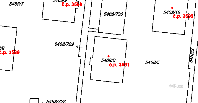 Jihlava 3591 na parcele st. 5468/6 v KÚ Jihlava, Katastrální mapa