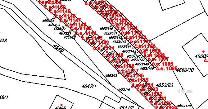Jihlava 1139 na parcele st. 4653/16 v KÚ Jihlava, Katastrální mapa