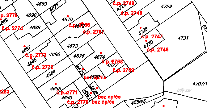 Kladno 2768 na parcele st. 4674 v KÚ Kladno, Katastrální mapa