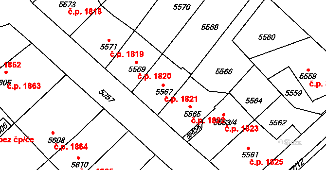 Kročehlavy 1821, Kladno na parcele st. 5567 v KÚ Kročehlavy, Katastrální mapa