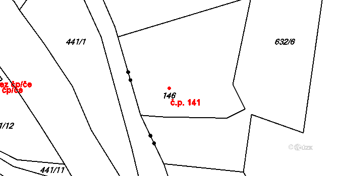 Dolní Suchá 141, Hrádek nad Nisou na parcele st. 146 v KÚ Dolní Suchá u Chotyně, Katastrální mapa