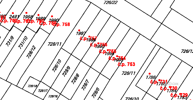 Chlumec nad Cidlinou IV 755, Chlumec nad Cidlinou na parcele st. 1995 v KÚ Chlumec nad Cidlinou, Katastrální mapa