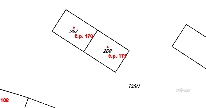 Libuň 171 na parcele st. 268 v KÚ Libuň, Katastrální mapa