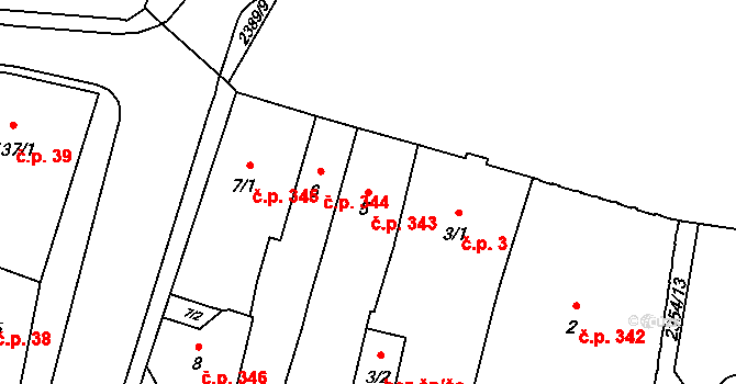Hořice 343 na parcele st. 5 v KÚ Hořice v Podkrkonoší, Katastrální mapa