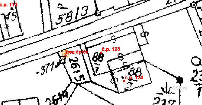 Luková 123 na parcele st. 88/1 v KÚ Luková, Katastrální mapa