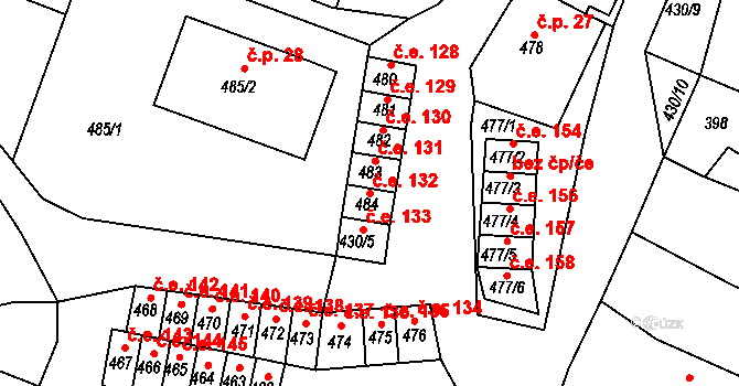 Miřetice u Klášterce nad Ohří 132, Klášterec nad Ohří na parcele st. 484 v KÚ Miřetice u Klášterce nad Ohří, Katastrální mapa