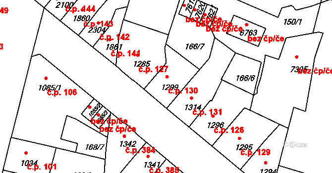 Jejkov 130, Třebíč na parcele st. 1299 v KÚ Třebíč, Katastrální mapa