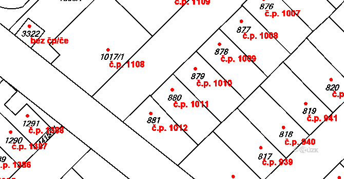 Předměstí 1011, Svitavy na parcele st. 880 v KÚ Svitavy-předměstí, Katastrální mapa