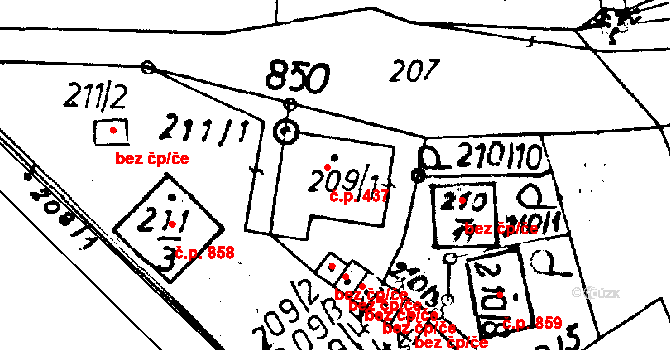 Rychnov u Jablonce nad Nisou 437 na parcele st. 209/1 v KÚ Rychnov u Jablonce nad Nisou, Katastrální mapa