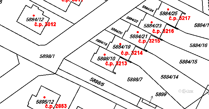 Frýdek 3213, Frýdek-Místek na parcele st. 5898/10 v KÚ Frýdek, Katastrální mapa
