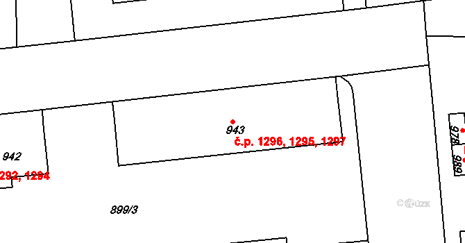 Sokolov 1295,1296,1297 na parcele st. 943 v KÚ Sokolov, Katastrální mapa