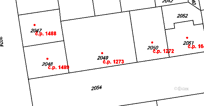 Žižkov 1273, Praha na parcele st. 2049 v KÚ Žižkov, Katastrální mapa