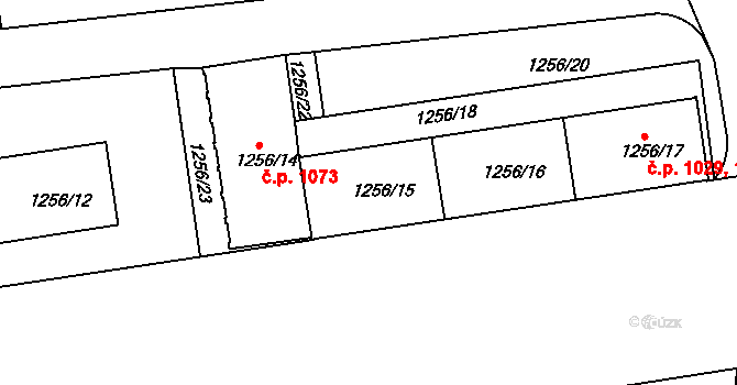 Krč 1029,1030,1031, Praha na parcele st. 1256/15 v KÚ Krč, Katastrální mapa