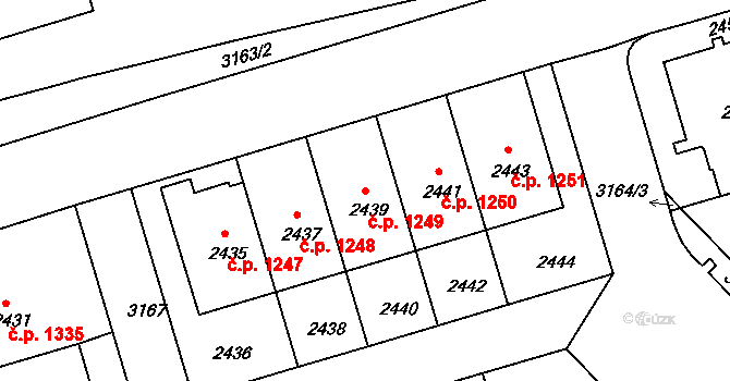 Nusle 1249, Praha na parcele st. 2439 v KÚ Nusle, Katastrální mapa
