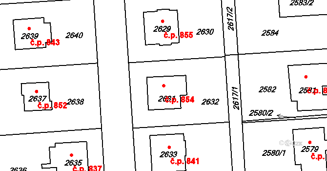 Sedlčany 854 na parcele st. 2631 v KÚ Sedlčany, Katastrální mapa