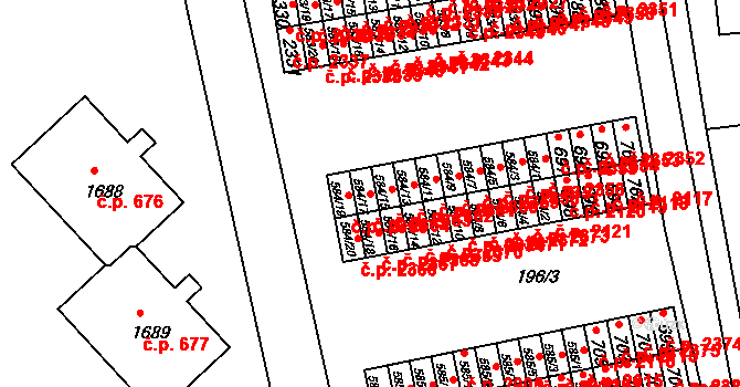 Sezimovo Ústí 2364 na parcele st. 584/17 v KÚ Sezimovo Ústí, Katastrální mapa