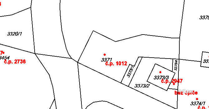 Česká Lípa 1012 na parcele st. 3371 v KÚ Česká Lípa, Katastrální mapa
