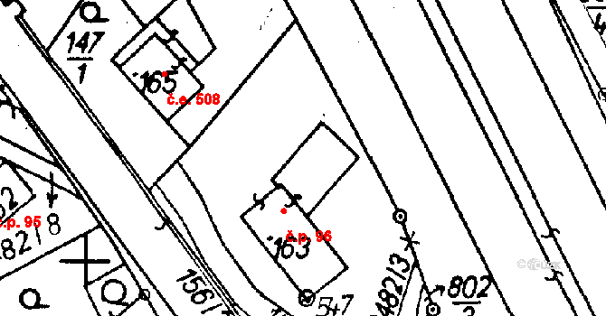 Jeřmanice 96 na parcele st. 163 v KÚ Jeřmanice, Katastrální mapa